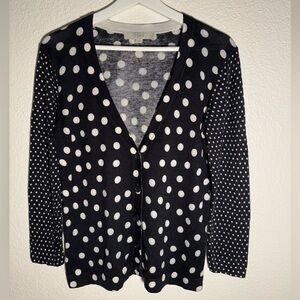 LOFT Black and White Polka Dot Cardigan